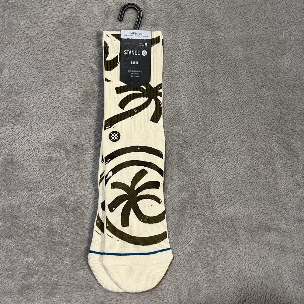 Stance Socks Mens Medium White Twisted Palm Tree Crew Casual Infiknit Cushion